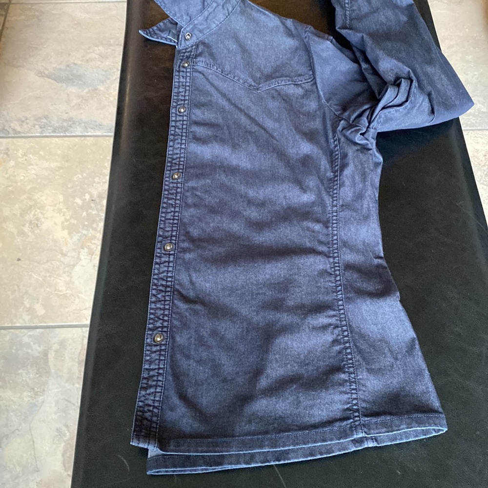 GAP Dark Stretch Denim Shirt Semi-Fitted Size XL